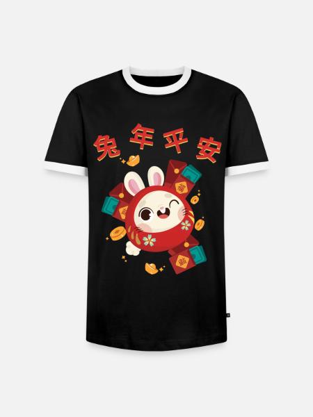 Hase Chinesisches Sternzeichen - Männer Kontrast-T-Shirt - Schwarz/Weiß