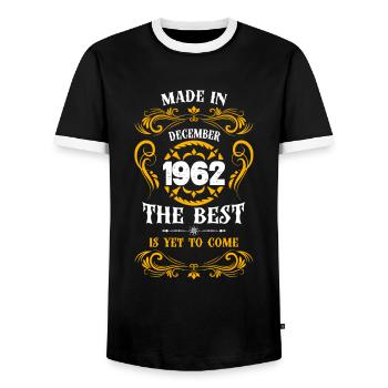 Made In December 1962 The Best - Men's Ringer Shirt - black/white - Front - AI Model Female 172 light (172cm) & AI Model Male 178 light (178cm)