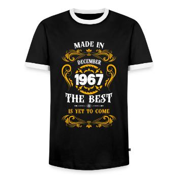 Made In December 1967 The Best - Männer Kontrast-T-Shirt - Schwarz/Weiß - Vorne - AI Model Female 172 light (172cm) & AI Model Male 178 light (178cm)