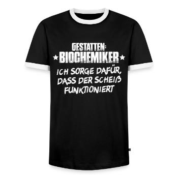 Biochemiker Biochimie Biochimie Biochimiste - T-shirt contrasté Homme - noir/blanc - Devant - AI Model Female 172 light (172cm) & AI Model Male 178 light (178cm)