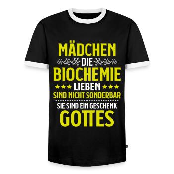 Biochemiker Biochemie Biochemistry Biochemist - Men's Ringer Shirt - black/white - Front - AI Model Female 172 light (172cm) & AI Model Male 178 light (178cm)
