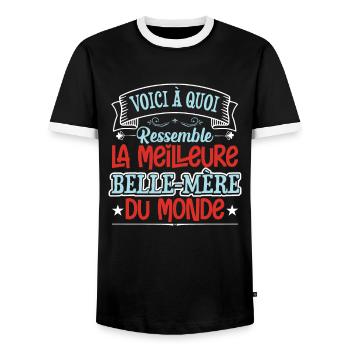 La Meilleure Belle Maman - T-shirt contrasté Homme - noir/blanc - Devant - AI Model Female 172 light (172cm) & AI Model Male 178 light (178cm)