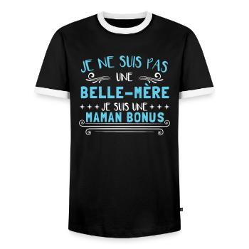 Je Suis Maman Bonus - T-shirt contrasté Homme - noir/blanc - Devant - AI Model Female 172 light (172cm) & AI Model Male 178 light (178cm)