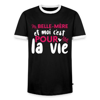 La Belle-Mère Et Moi | Belle Maman - T-shirt contrasté Homme - noir/blanc - Devant - AI Model Female 172 light (172cm) & AI Model Male 178 light (178cm)