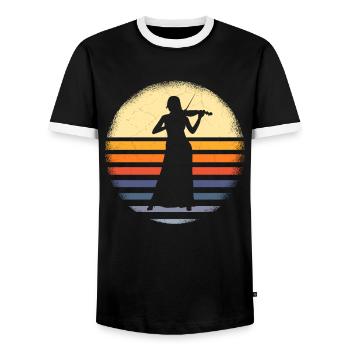 Violine Geige Musiker - Männer Kontrast-T-Shirt - Schwarz/Weiß - Vorne - AI Model Female 172 light (172cm) & AI Model Male 178 light (178cm)