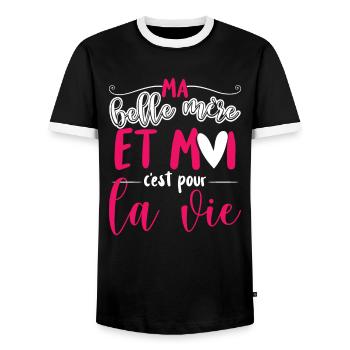 Belle Maman Belle-Fille - T-shirt contrasté Homme - noir/blanc - Devant - AI Model Female 172 light (172cm) & AI Model Male 178 light (178cm)