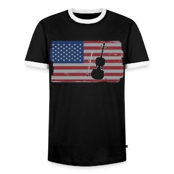Violine Geige Musiker - Männer Kontrast-T-Shirt - Schwarz/Weiß - Vorne - AI Model Female 172 light (172cm) & AI Model Male 178 light (178cm)