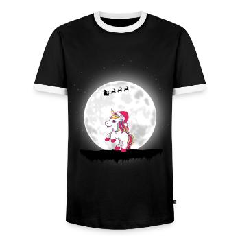 Weihnachten Mädchen Jungen Weihnachten Einhorn - Männer Kontrast-T-Shirt - Schwarz/Weiß - Vorne - AI Model Female 172 light (172cm) & AI Model Male 178 light (178cm)