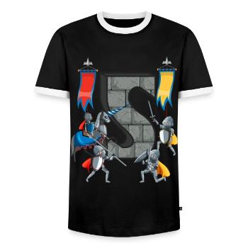 Medieval Knights Medieval History - Men's Ringer Shirt - black/white - Front - AI Model Female 172 light (172cm) & AI Model Male 178 light (178cm)