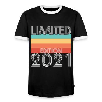 Limited Edition Retro 2021 - Männer Kontrast-T-Shirt - Schwarz/Weiß - Vorne - AI Model Female 172 light (172cm) & AI Model Male 178 light (178cm)