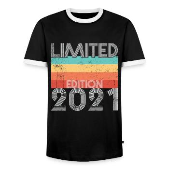 Limited Edition Retro 2021 - Männer Kontrast-T-Shirt - Schwarz/Weiß - Vorne - AI Model Female 172 light (172cm) & AI Model Male 178 light (178cm)