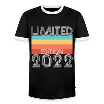 Limited Edition Retro 2022 - Männer Kontrast-T-Shirt - Schwarz/Weiß - Vorne - AI Model Female 172 light (172cm) & AI Model Male 178 light (178cm)