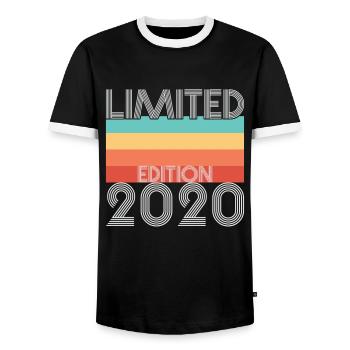 Limited Edition Retro 2020 - Männer Kontrast-T-Shirt - Schwarz/Weiß - Vorne - AI Model Female 172 light (172cm) & AI Model Male 178 light (178cm)