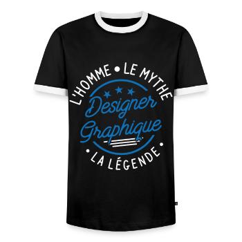 Designer Graphique L Homme Le Mythe La Légende - T-shirt contrasté Homme - noir/blanc - Devant - AI Model Female 172 light (172cm) & AI Model Male 178 light (178cm)