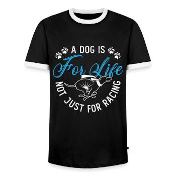 Greyhound Racing A Dog Is For Pets Greyhound Racer - Men's Ringer Shirt - black/white - Front - AI Model Female 172 light (172cm) & AI Model Male 178 light (178cm)