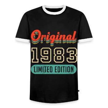 40 ans édition limitée 40e anniversaire - T-shirt contrasté Homme - noir/blanc - Devant - AI Model Female 172 light (172cm) & AI Model Male 178 light (178cm)