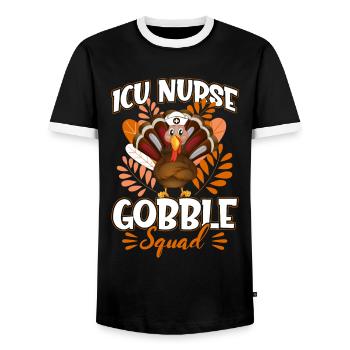 Ice Nurse Gobble Squad - Men's Ringer Shirt - black/white - Front - AI Model Female 172 light (172cm) & AI Model Male 178 light (178cm)