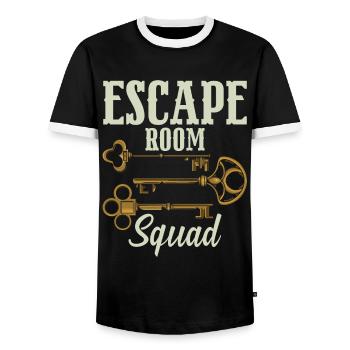 Escape Room Squad - Männer Kontrast-T-Shirt - Schwarz/Weiß - Vorne - AI Model Female 172 light (172cm) & AI Model Male 178 light (178cm)