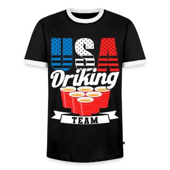 Usa Drinking Team - T-shirt contrasté Homme - noir/blanc - Devant - AI Model Female 172 light (172cm) & AI Model Male 178 light (178cm)