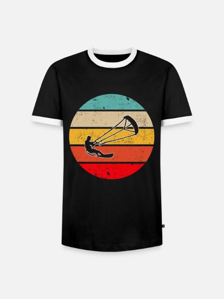 Kite Surfen Retro - Männer Kontrast-T-Shirt - Schwarz/Weiß