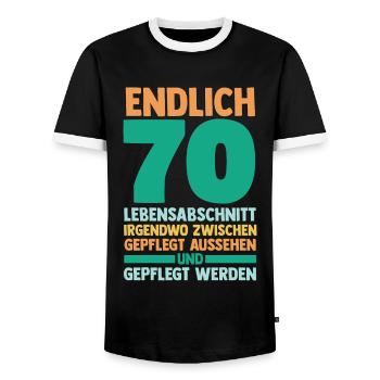 Siebzig Siebzigster 70 Jahre Geburtstag - Männer Kontrast-T-Shirt - Schwarz/Weiß - Vorne - AI Model Female 172 light (172cm) & AI Model Male 178 light (178cm)