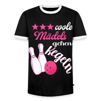 Kegel Bowling Kegelbahn Kegler Kegelverein - Männer Kontrast-T-Shirt - Schwarz/Weiß - Vorne - AI Model Female 172 light (172cm) & AI Model Male 178 light (178cm)