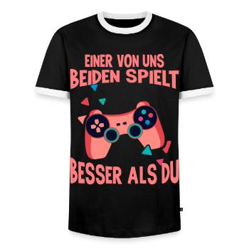 Der Controller Soll Mit Dir Sein. Videospiele - Männer Kontrast-T-Shirt - Schwarz/Weiß - Vorne - AI Model Female 172 light (172cm) & AI Model Male 178 light (178cm)