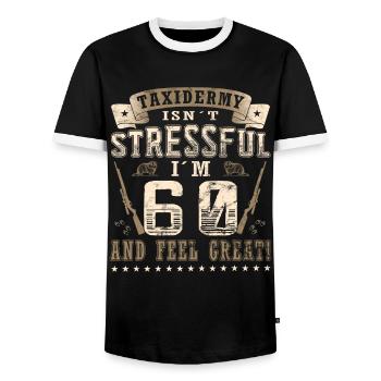Taxidermie 60th birthday Taxidermist - Men's Ringer Shirt - black/white - Front - AI Model Female 172 light (172cm) & AI Model Male 178 light (178cm)