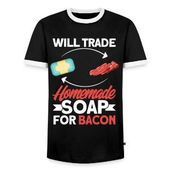 Soap Making Gift Homemade Soap Maker - Men's Ringer Shirt - black/white - Front - AI Model Female 172 light (172cm) & AI Model Male 178 light (178cm)