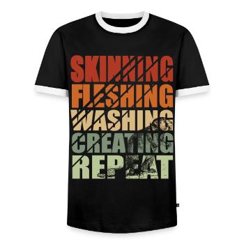 Animal assembly Hunting trophy Stuffing animals - Men's Ringer Shirt - black/white - Front - AI Model Female 172 light (172cm) & AI Model Male 178 light (178cm)