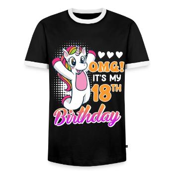 18 ans fille 18ème anniversaire licorne - T-shirt contrasté Homme - noir/blanc - Devant - AI Model Female 172 light (172cm) & AI Model Male 178 light (178cm)
