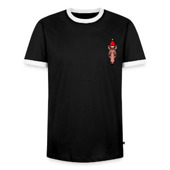 Pferd verpixelt Weihnachten - Funny Horse Xmas - Männer Kontrast-T-Shirt - Schwarz/Weiß - Vorne - AI Model Female 172 light (172cm) & AI Model Male 178 light (178cm)