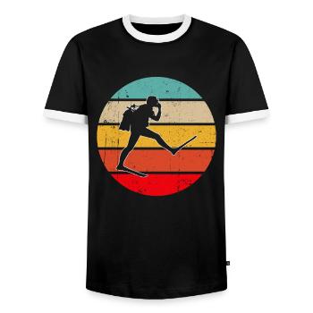Tauchen Retro - Männer Kontrast-T-Shirt - Schwarz/Weiß - Vorne - AI Model Female 172 light (172cm) & AI Model Male 178 light (178cm)