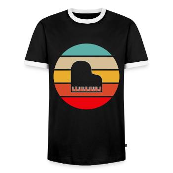 Klavier Retro - Männer Kontrast-T-Shirt - Schwarz/Weiß - Vorne - AI Model Female 172 light (172cm) & AI Model Male 178 light (178cm)