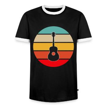 Guitar Retro - Men's Ringer Shirt - black/white - Front - AI Model Female 172 light (172cm) & AI Model Male 178 light (178cm)