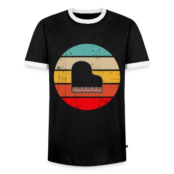 Klavier Retro - Männer Kontrast-T-Shirt - Schwarz/Weiß - Vorne - AI Model Female 172 light (172cm) & AI Model Male 178 light (178cm)