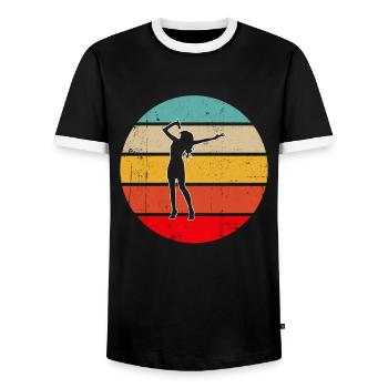 Chanter rétro - T-shirt contrasté Homme - noir/blanc - Devant - AI Model Female 172 light (172cm) & AI Model Male 178 light (178cm)