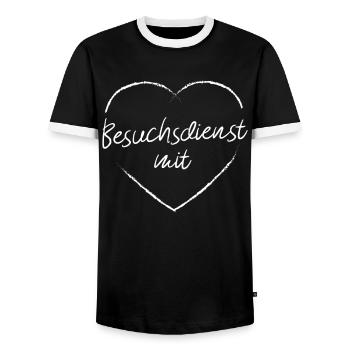 Besuchsdienst mit Herz Ehrenamtliche Helferin - Männer Kontrast-T-Shirt - Schwarz/Weiß - Vorne - AI Model Female 172 light (172cm) & AI Model Male 178 light (178cm)