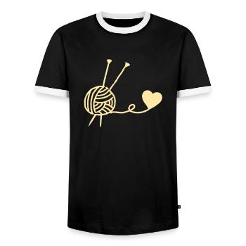 Tricoter - T-shirt contrasté Homme - noir/blanc - Devant - AI Model Female 172 light (172cm) & AI Model Male 178 light (178cm)