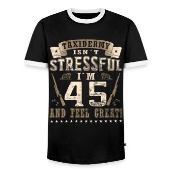 Taxidermists 45th birthday Taxidermists - Men's Ringer Shirt - black/white - Front - AI Model Female 172 light (172cm) & AI Model Male 178 light (178cm)
