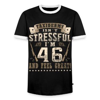 Präparatoren 46. Geburtstag Präparatoren - Männer Kontrast-T-Shirt - Schwarz/Weiß - Vorne - AI Model Female 172 light (172cm) & AI Model Male 178 light (178cm)