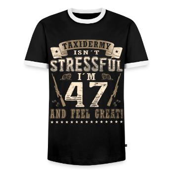 Taxidermists 47th birthday Taxidermists - Men's Ringer Shirt - black/white - Front - AI Model Female 172 light (172cm) & AI Model Male 178 light (178cm)
