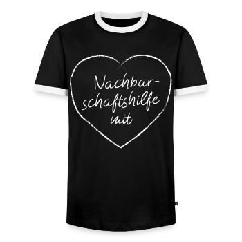 Nachbarschaftshilfe mit Herz Nachbar Ehrenamtliche - Männer Kontrast-T-Shirt - Schwarz/Weiß - Vorne - AI Model Female 172 light (172cm) & AI Model Male 178 light (178cm)