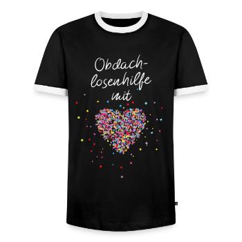 Odachlosenhilfe mit Herz Obdachlose Ehrenamt - Männer Kontrast-T-Shirt - Schwarz/Weiß - Vorne - AI Model Female 172 light (172cm) & AI Model Male 178 light (178cm)