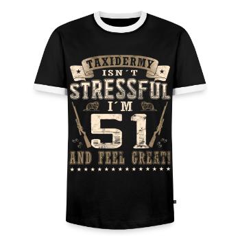 Taxidermists 51st birthday Taxidermists - Men's Ringer Shirt - black/white - Front - AI Model Female 172 light (172cm) & AI Model Male 178 light (178cm)