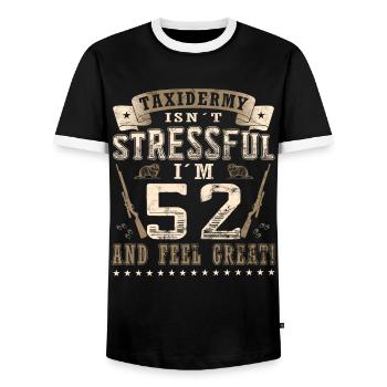 Taxidermistes 52e anniversaire Taxidermistes - T-shirt contrasté Homme - noir/blanc - Devant - AI Model Female 172 light (172cm) & AI Model Male 178 light (178cm)