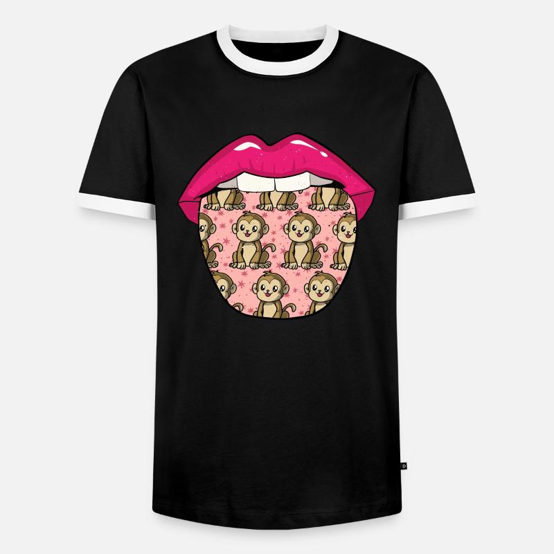 Affe Lippen - Männer Kontrast-T-Shirt - Schwarz/Weiß