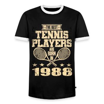 Les meilleurs joueurs de tennis sont nés en 1988 - T-shirt contrasté Homme - noir/blanc - Devant - AI Model Female 172 light (172cm) & AI Model Male 178 light (178cm)