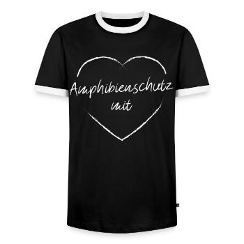 Amphibienschutz mit Herz Amphibien Tierschützer - Männer Kontrast-T-Shirt - Schwarz/Weiß - Vorne - AI Model Female 172 light (172cm) & AI Model Male 178 light (178cm)