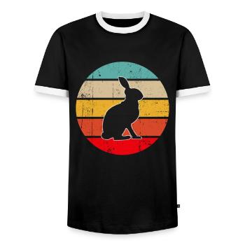 Hase Retro - Männer Kontrast-T-Shirt - Schwarz/Weiß - Vorne - AI Model Female 172 light (172cm) & AI Model Male 178 light (178cm)